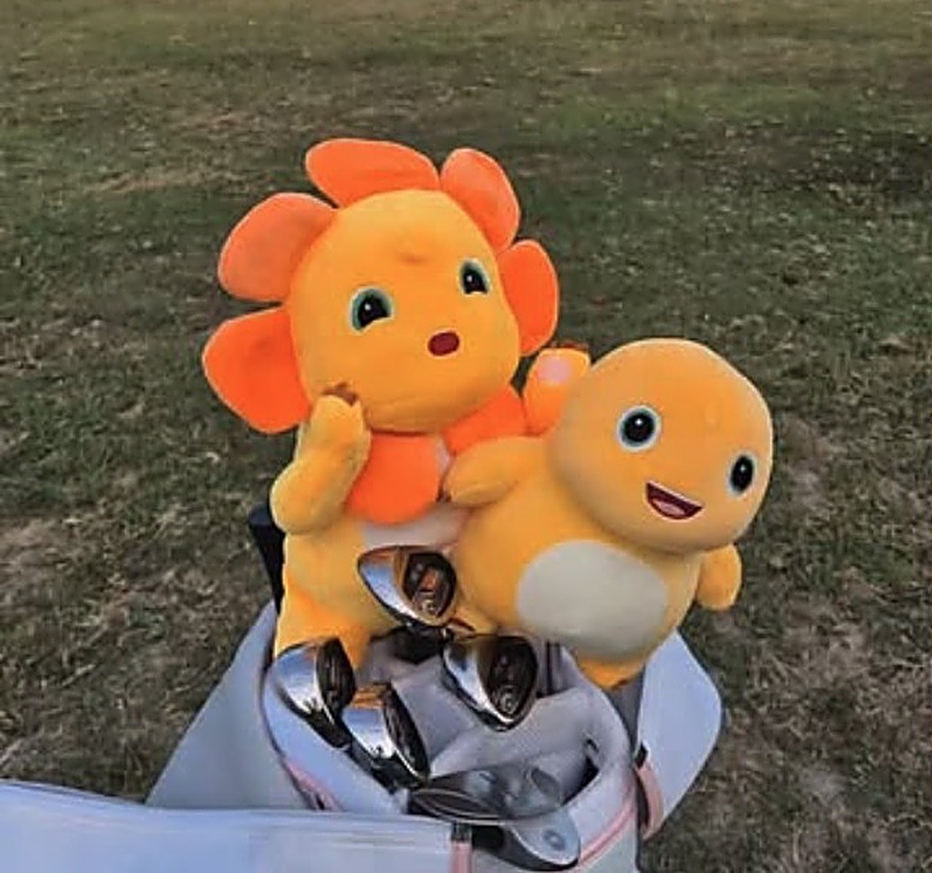Sunny, headcover golf plush bunga matahari dan dino oranye